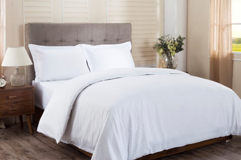 viola white stripped single-king duvet cover + 1 pillow case