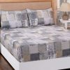 botanical grunge grey queen flat sheet + 2 pillow cases