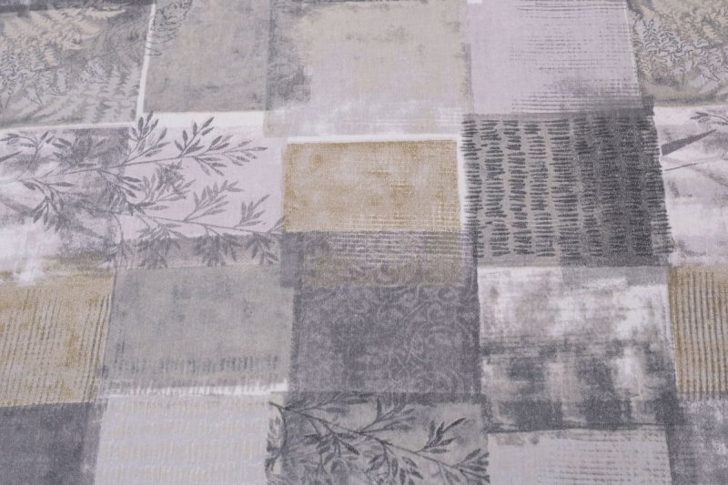 botanical grunge grey queen flat sheet + 2 pillow cases