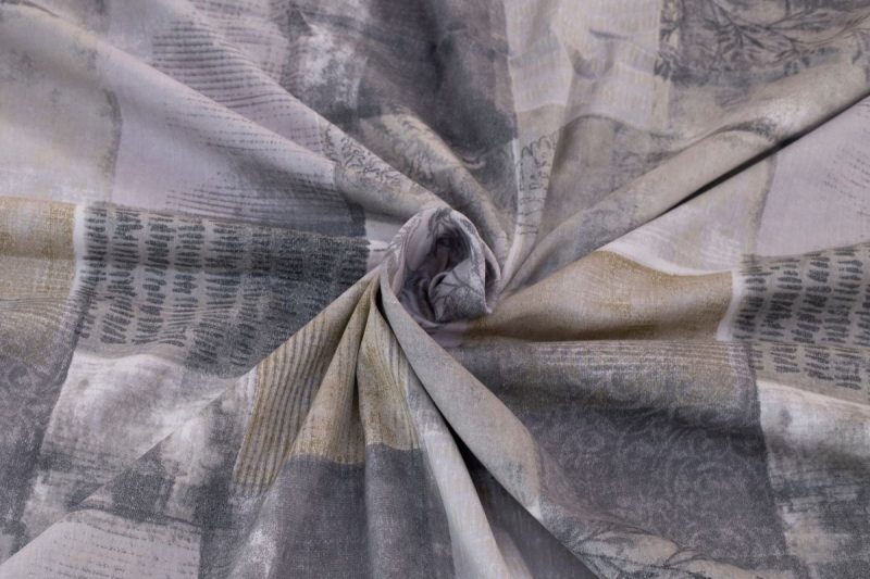 botanical grunge grey queen flat sheet + 2 pillow cases