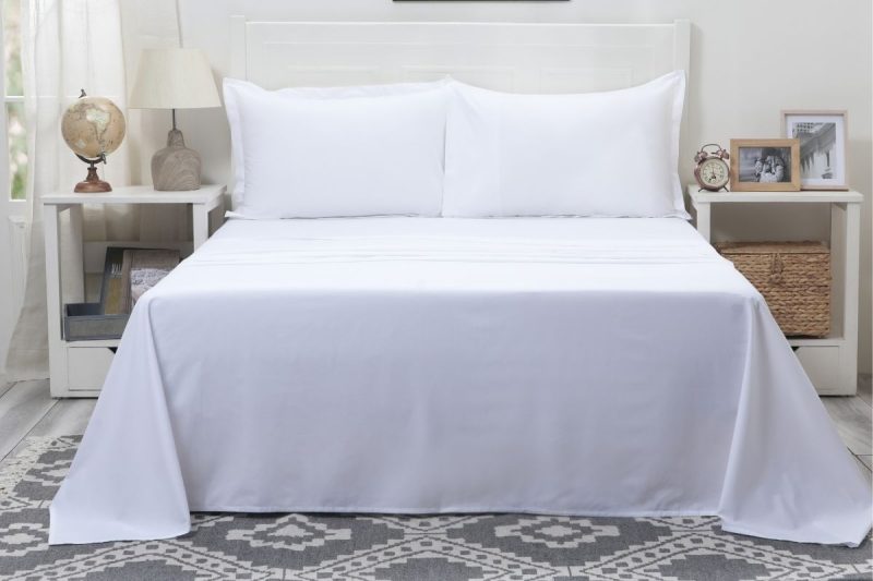 eden white king flat sheet + 2 pillow cases