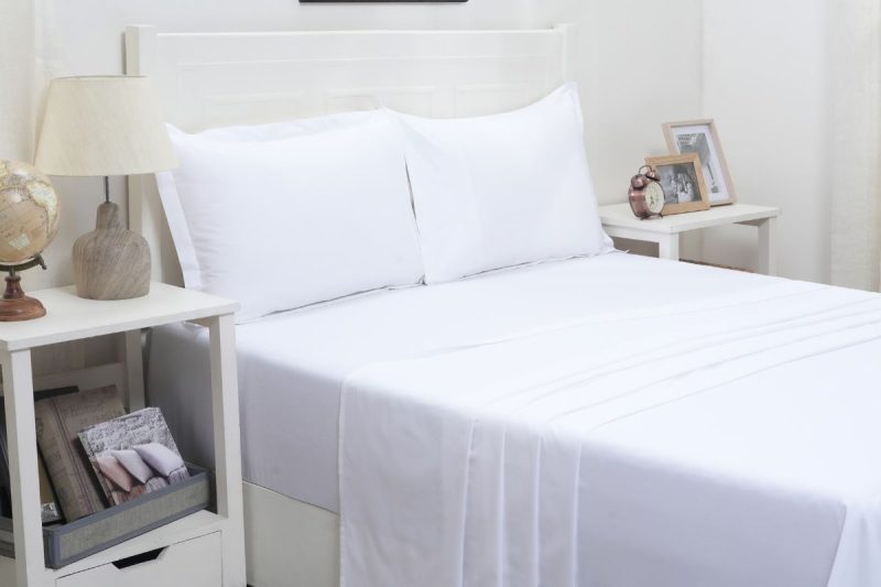 eden white king flat sheet + 2 pillow cases