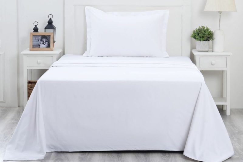 eden white single flat sheet + 1 pillow case