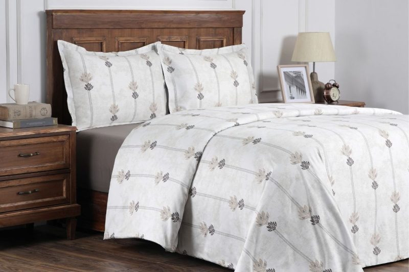 water lily neutral king duvet cover + 2 pillow cases