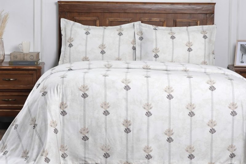 water lily neutral king duvet cover + 2 pillow cases