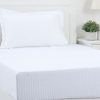 satin stripe white single fitted sheet