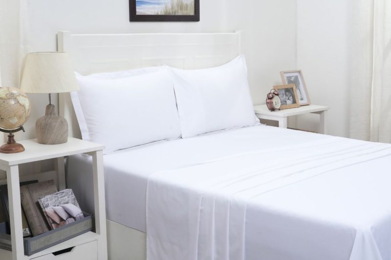 viola white king flat sheet + 2 pillow cases