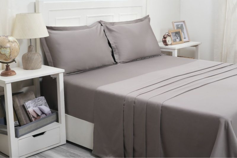 viola grey marble king flat sheet + 2 pillow cases