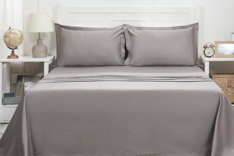 viola grey marble king flat sheet + 2 pillow cases