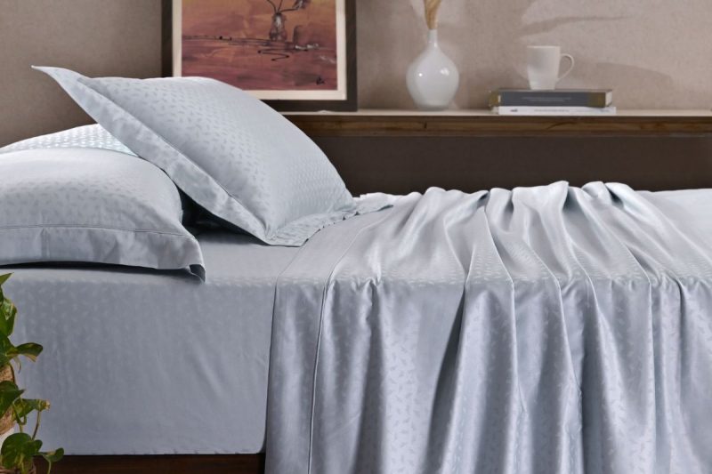 maspar leaf white king flat sheet + 2 pillow cases
