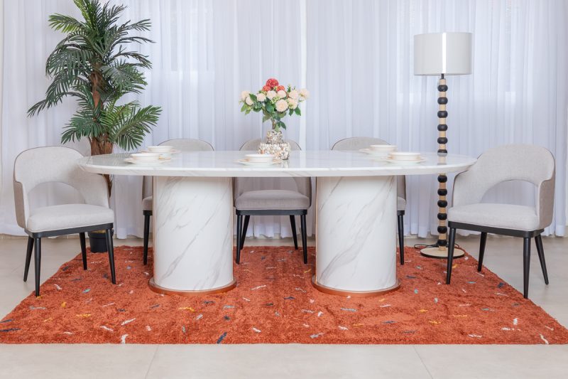 riga dining table + 8 chairs