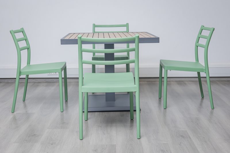 accra outdoor dining table + 4 trent chairs