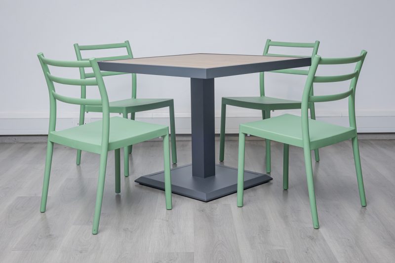 accra outdoor dining table + 4 trent chairs