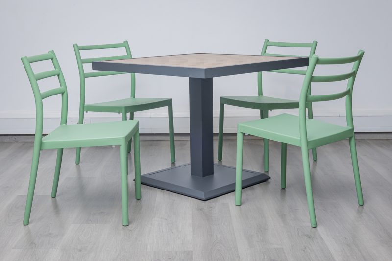 accra outdoor dining table + 4 trent chairs
