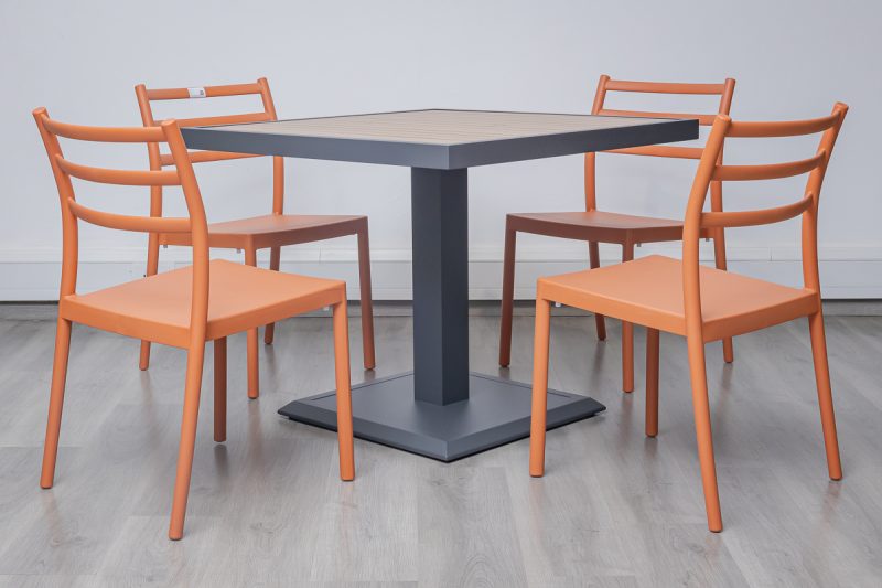 accra outdoor dining table + 4 trent chairs