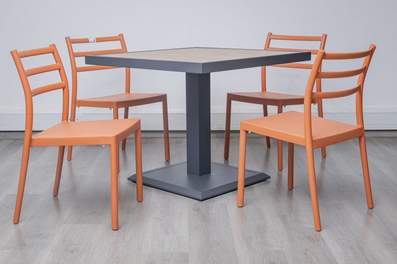 accra outdoor dining table + 4 trent chairs