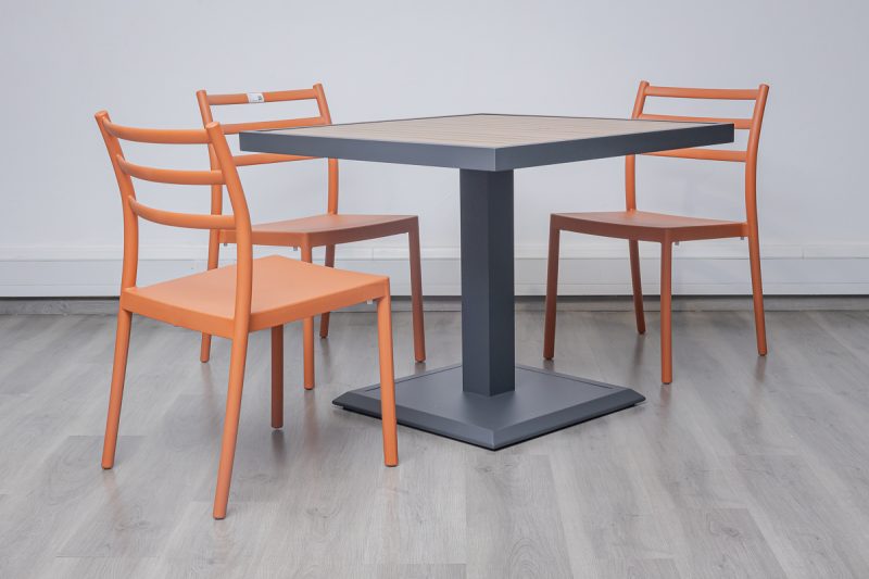 accra outdoor dining table + 4 trent chairs