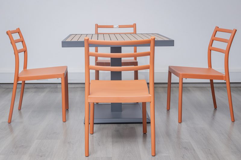 accra outdoor dining table + 4 trent chairs