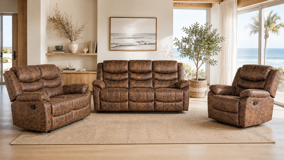 DENVER 6 Seater Fabric Recliner Sofa (3+2+1) - Image 9