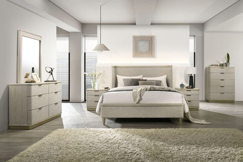 santino king package - king bed + 2 nightstands + dresser mirror + chest of drawers