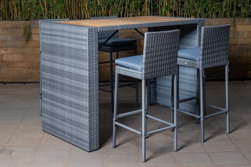paris 4 seater outdoor bar table + 4 coral chairs