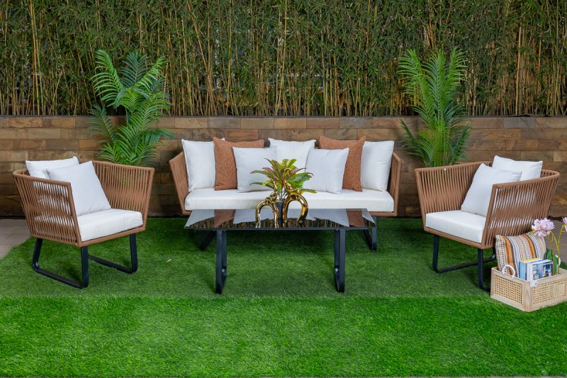 pebble 5 seater outdoor sofa (3+1+1) + coffee table