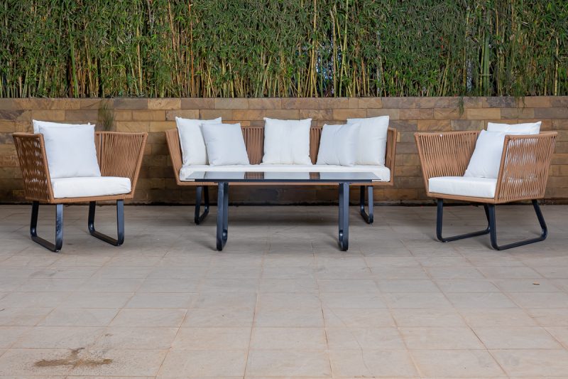 pebble 5 seater outdoor sofa (3+1+1) + coffee table