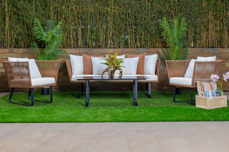 pebble 5 seater outdoor sofa (3+1+1) + coffee table