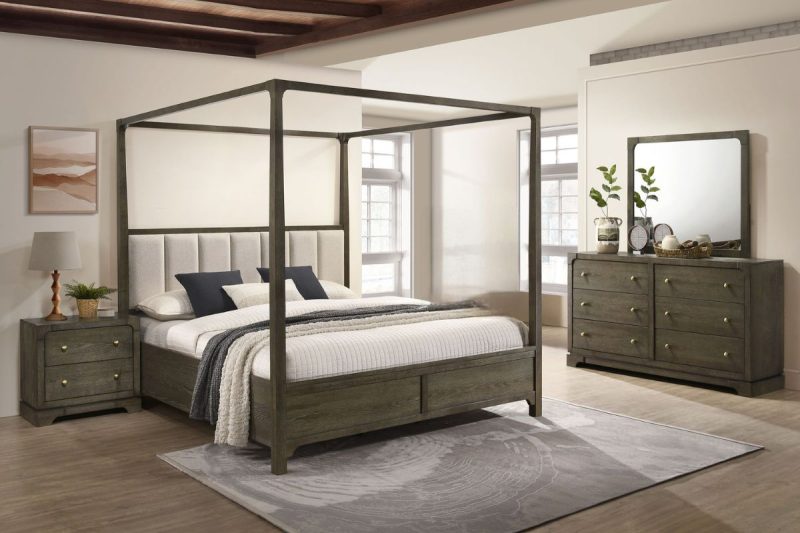 calista king package - king bed + 2 nightstands + dresser mirror