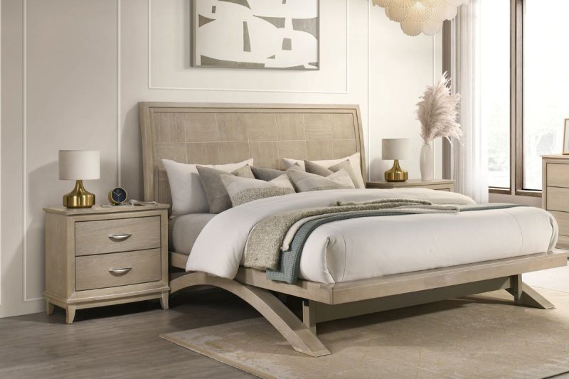 BOURVADIA King Bed + 2 Nightstands