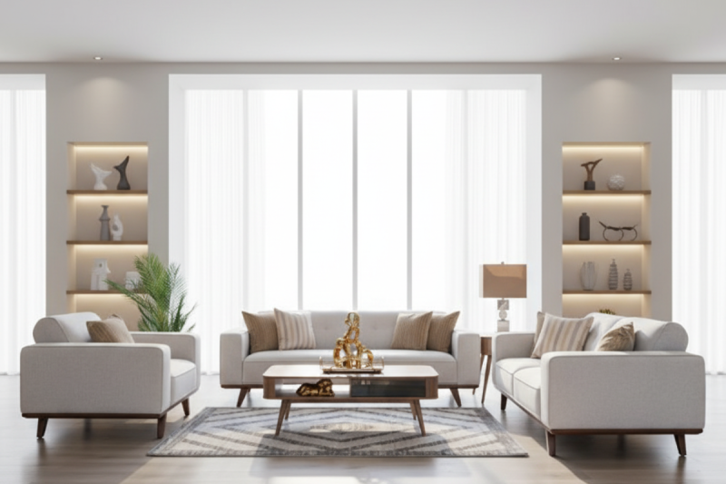 OLIVER 7 Seater Fabric Sofa (3+2+1+1)
