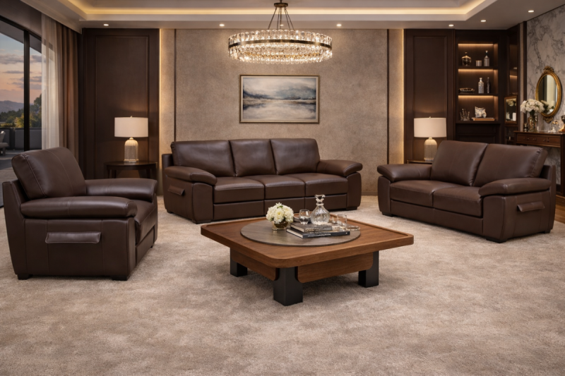 ESTONIA 7 Seater Half Leather Sofa (3+2+1+1)