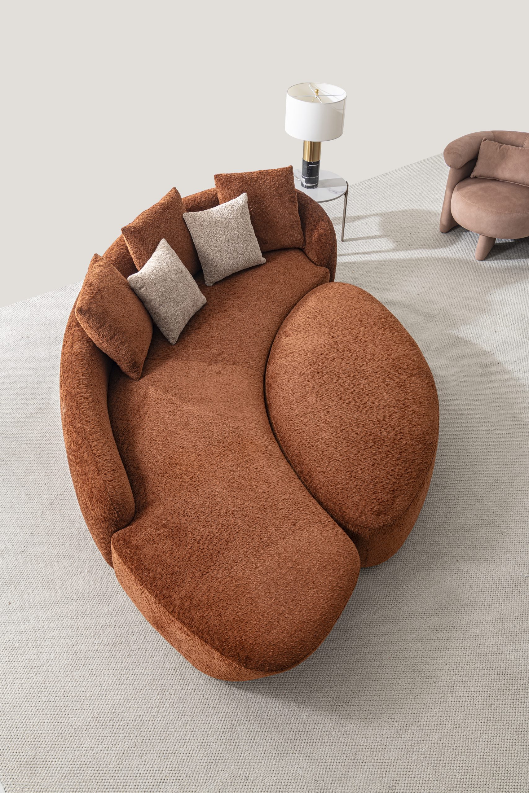 LA LUMIERE Corner Fabric Sofa + Ottoman 3 LA LUMIERE Corner Fabric Sofa + Ottoman - Image 3