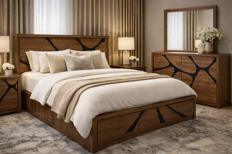 KAPAS King Bed + 2 Nightstands
