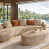 LA LUMIERE Corner Fabric Sofa + Ottoman 16 La Lumiere Brown 2