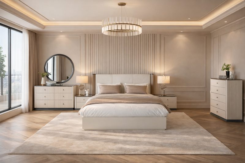 QUORRA King Bed + 2 Nightstands