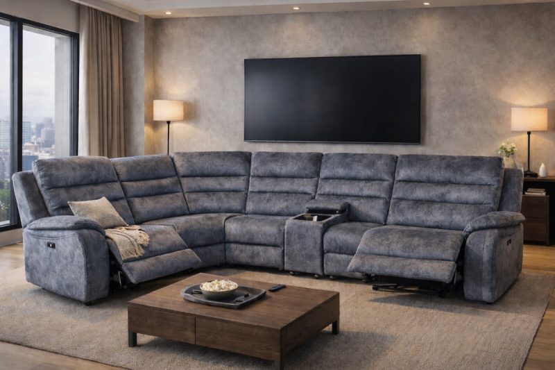 BRUNO Electric Fabric Recliner Corner Sofa