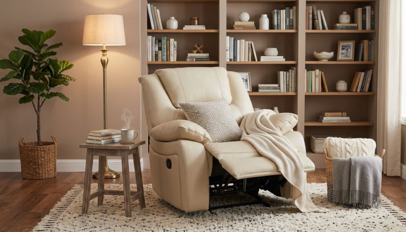COMFY Half Leather Single Recliner Sofa