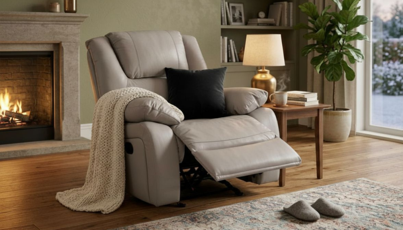 COMFY Half Leather Single Recliner Sofa
