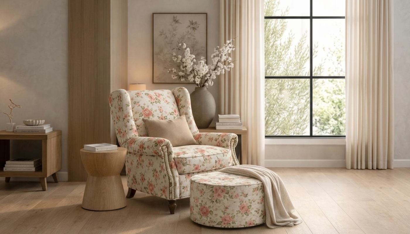 Rossalia Accent Chair Bloom Ottoman 1
