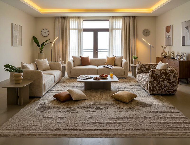 BECKEM 5 Seater Fabric Sofa (3+2)