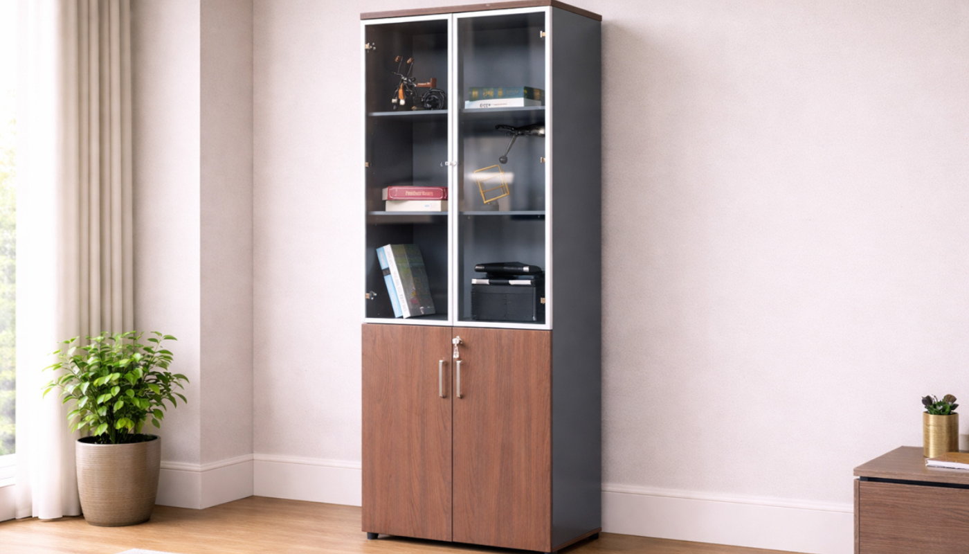 ORLANDO-OZ-9124- 2 Door High Level Glass Filing Cabinet