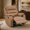 Comfy Single Recliner Leather Sofa Saddle Brown