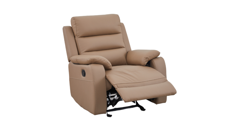 Comfy Single Recliner Leather Sofa Saddle Brown 2