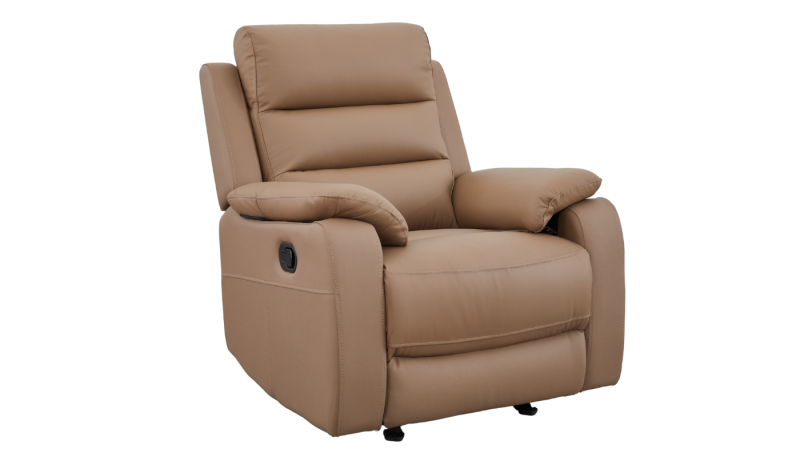 Comfy Single Recliner Leather Sofa Saddle Brown 3