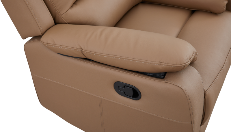 Comfy Single Recliner Leather Sofa Saddle Brown 7