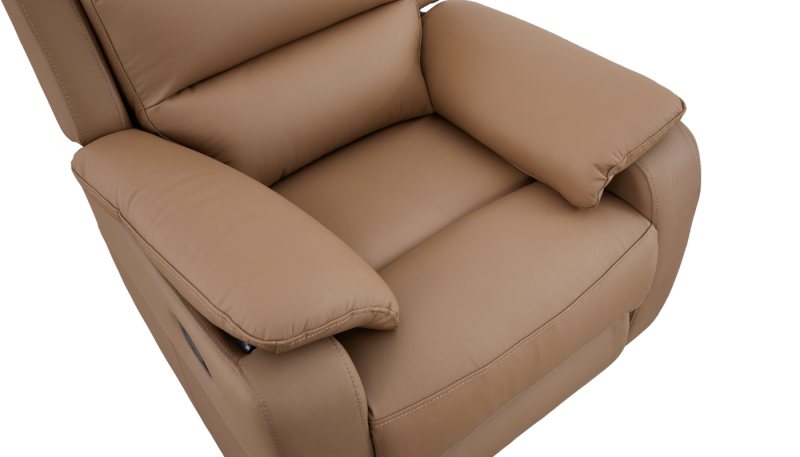 Comfy Single Recliner Leather Sofa Saddle Brown 8