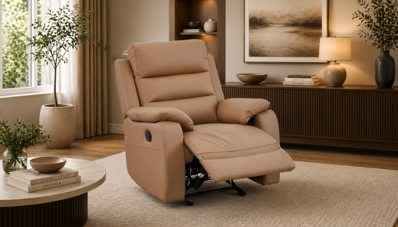 COMFY Half Leather Single Recliner Sofa