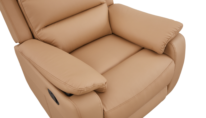 Comfy Single Recliner Leather Sofa Tan 8
