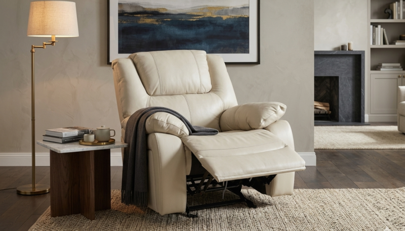 COMFY Half Leather Single Recliner Sofa